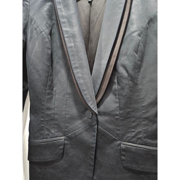 Vintage y2k 90's Guess Black Blue Tuxedo-Collar Blazer Single Button Y2K Size 6 - Picture 3 of 12